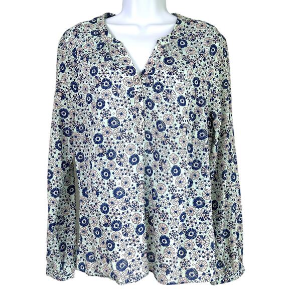 Boden Womens Patricia Blouse Blue Floral Heart Pattern Size 8 Cottage Soft Girl - Picture 1 of 6